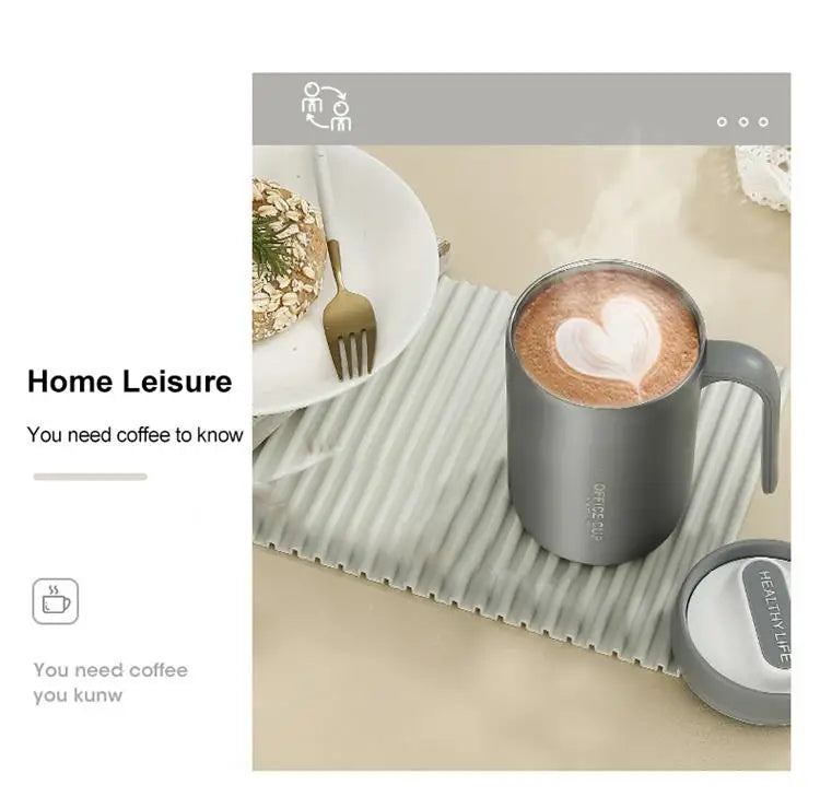 1pc Grey Creative PP Liner Drinking Cup Portable Office Large Capacity Covered Milk Coffee Cup Gift For Kitchen Travel Domestic