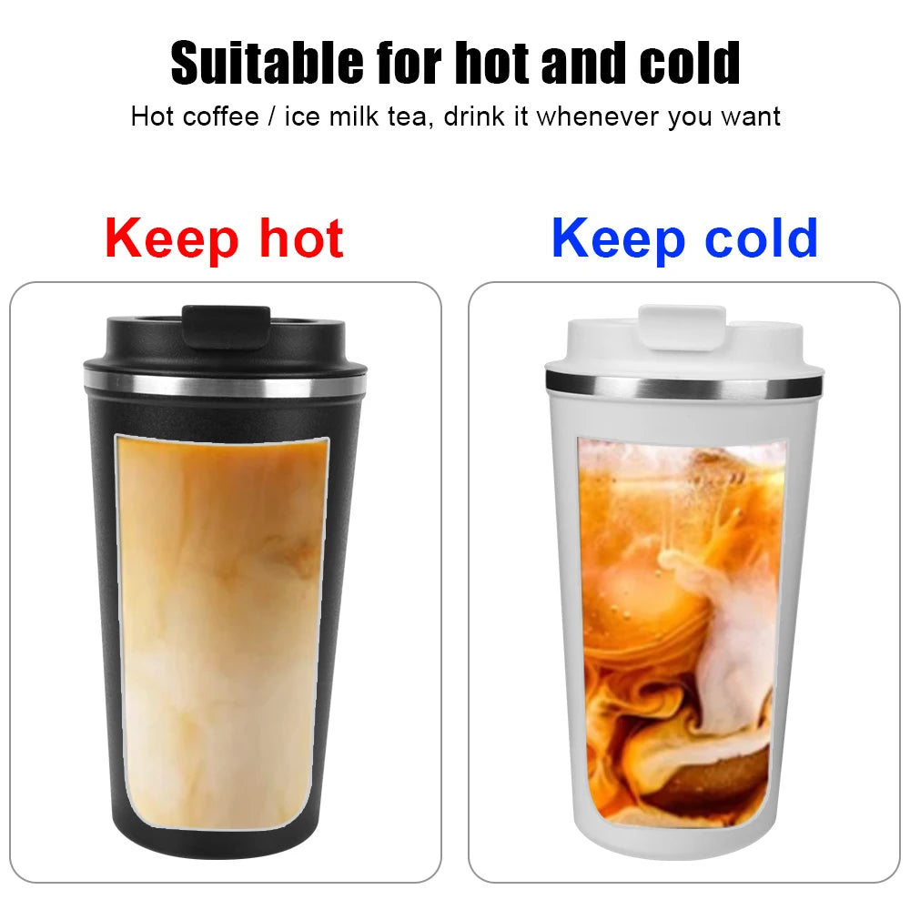 Thermo Cafe Doppelter Kaffeebecher aus Edelstahl für Tee, Wasser, Kaffee, 380/510 ml, auslaufsicher, Reise-Thermobecher, Auto-Thermosbecher