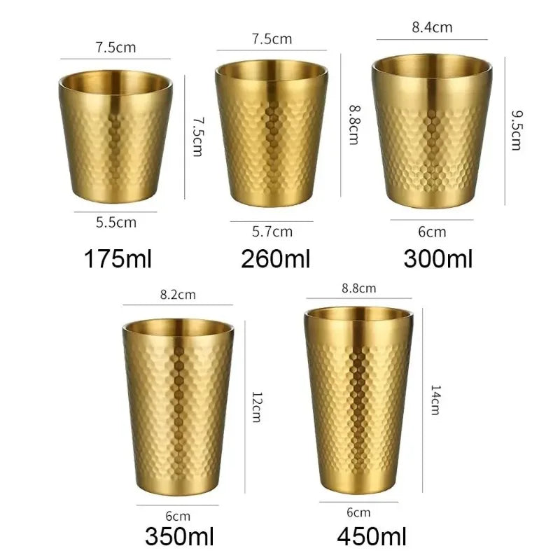 Hammered Texture Double-Wall Beer Cups Stainless Steel Anti-scalding Cold Water Drinks Cup Keep Cold Anti-fall Milk Mugs - Gabriel