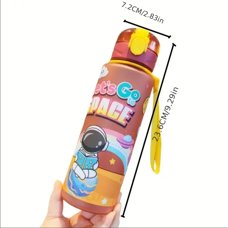 Isolierte Wasserflasche mit kosmischem Astronauten-Motiv, 700 ml, auslaufsicherer Klappdeckel, Tragegurt, tragbar, bezaubernder Aktivitätsbecher, BPA-frei