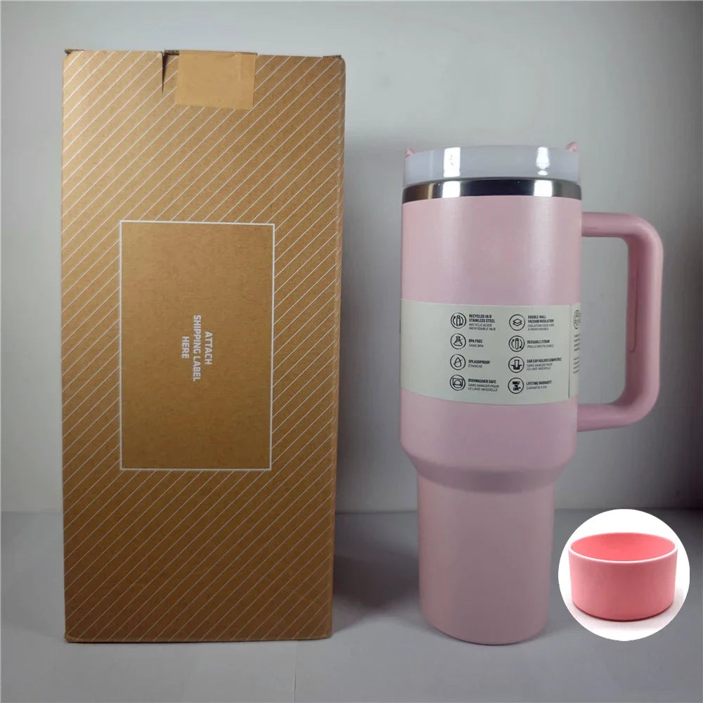 40oz Tumbler with Handle Flask Lasting Hot Water Thermos Stainless Steel Thermal Cups for Sport Bottles Iced Cooffee Mug