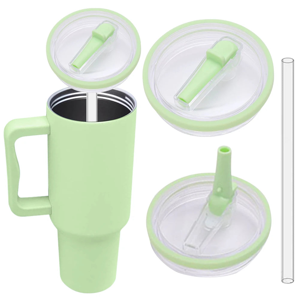 40Oz Tumbler Flip Straw Lid Replacement Spill Proof Reusable Straw Cap Dustproof Tumbler Lids for Stanley 40oz Mug Accessories