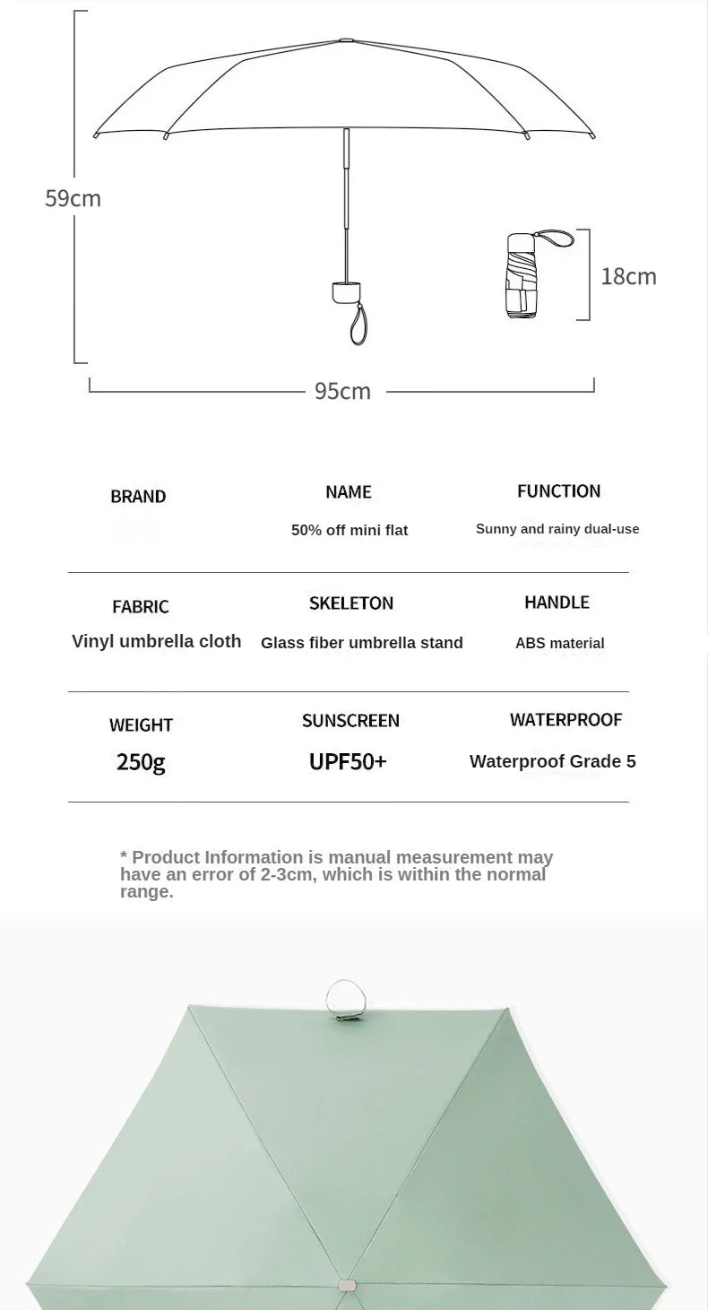 Mini-faltbarer automatischer Regenschirm, Anti-UV-Regen, Sonnenschirm, modisch, tragbar, winddicht, leicht, für Damen und Herren, Kinder