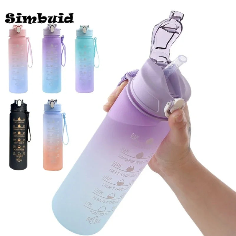 600ML Sports Water Bottle with Time Marker Leak-proof Cup Motivational Portable Water bottle for Outdoor Sport Fitness