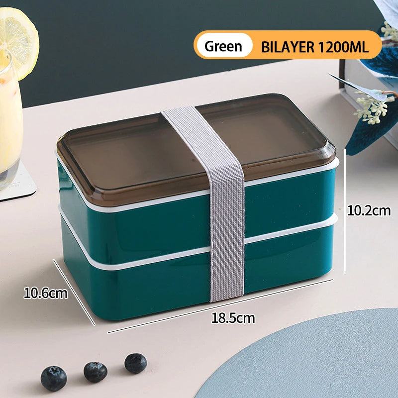 Wooden Grain Lunch Box Large Capacity Double Layer Sealed Leak Proof Microwave Oven Bento Box Food Storage Portable Tableware