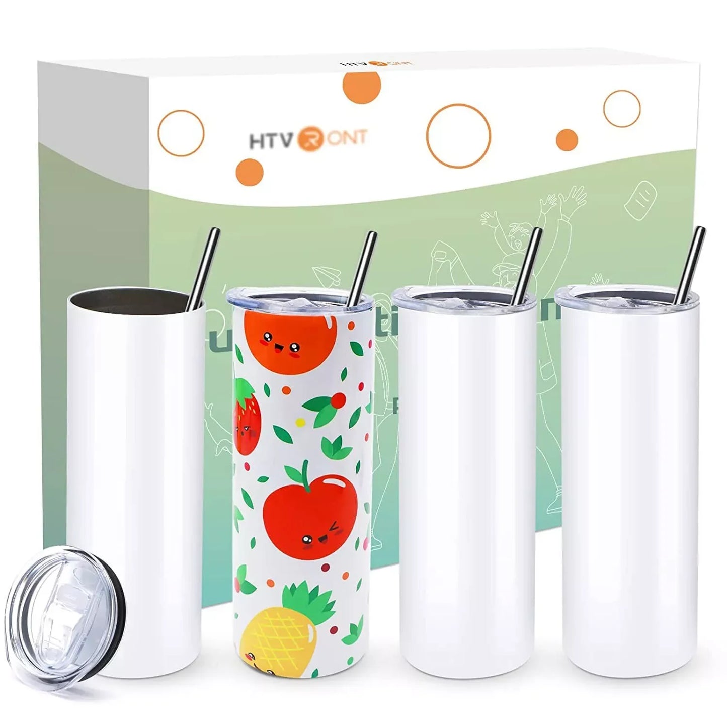 HTVRONT 4/8/12/16 Pcs 20 OZ Stainless Sublimation Tumblers Skinny Straight Sublimate Tumbler Blank DIY Mugs Cups Sippy Bottle