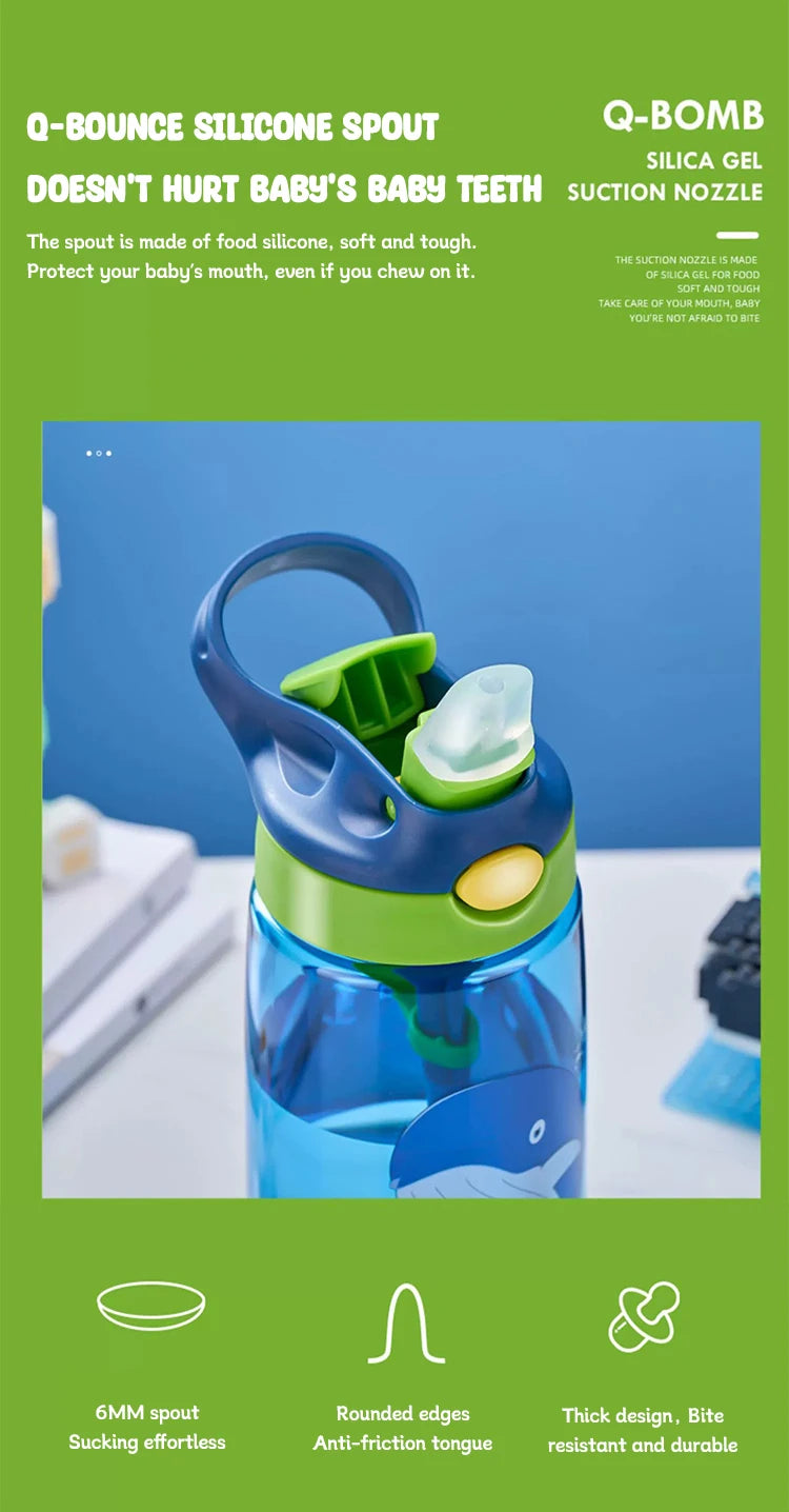 480 ml Kinderwasserflasche mit Strohhalm, Kinderwasser-Schnabeltasse, Kinder-Plastikflaschen, Outdoor-Trinkflasche für Studenten