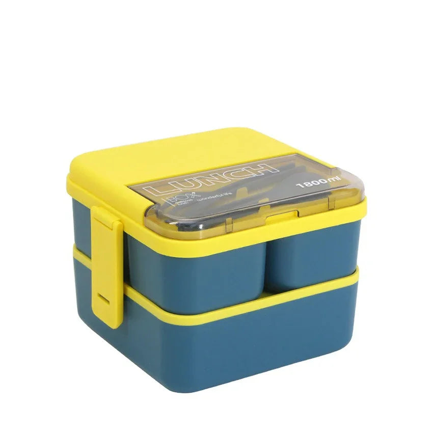 1100ML/1800ML 2 layer Compartment Lunch Box For Kids With Fork and Spoon Microwave Bento Boxes Portable Food Storage Container