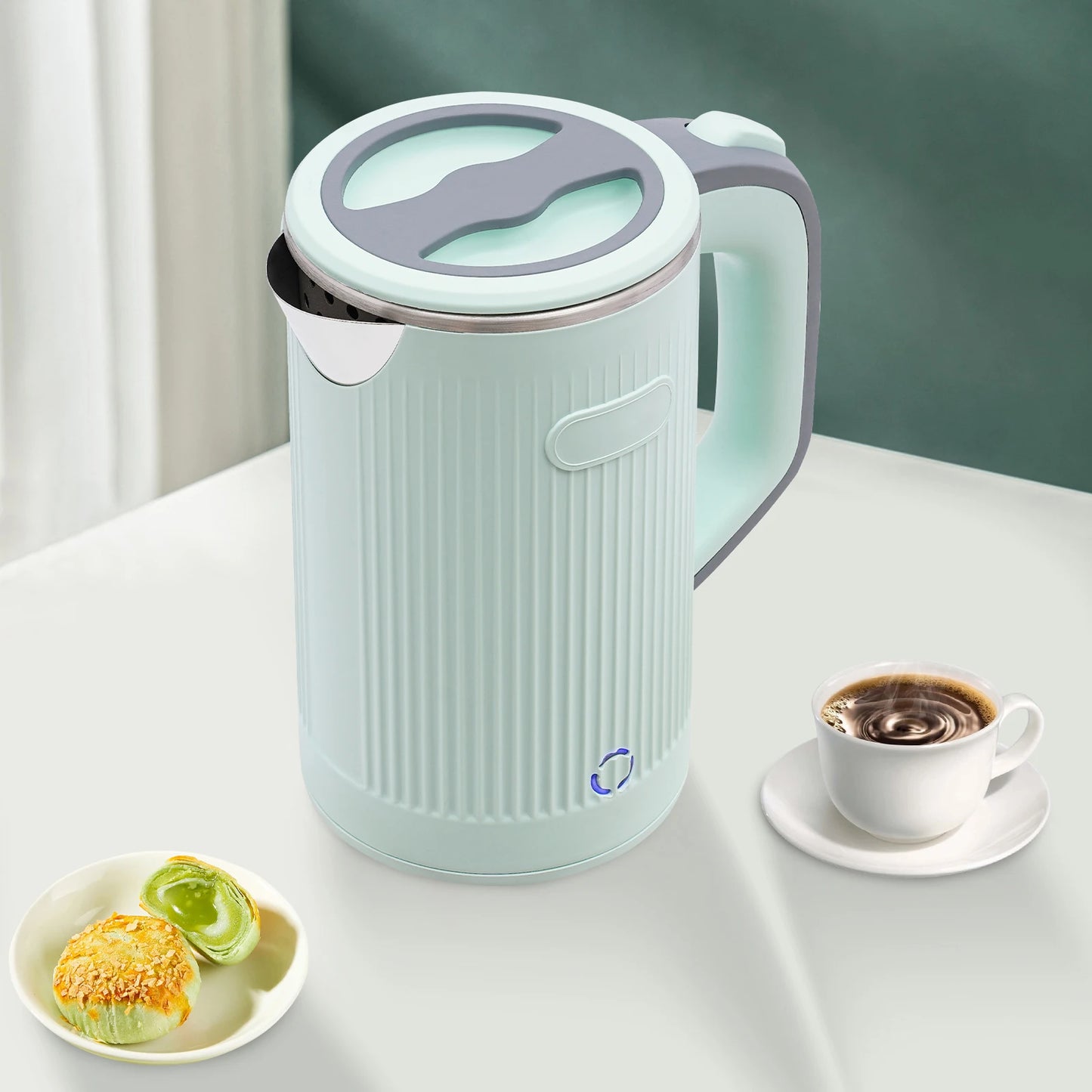 800ml Electric Tea Kettle Stainless Steel Water Heater Travel Portable Electric Kettle Base Separation 600w Teapot