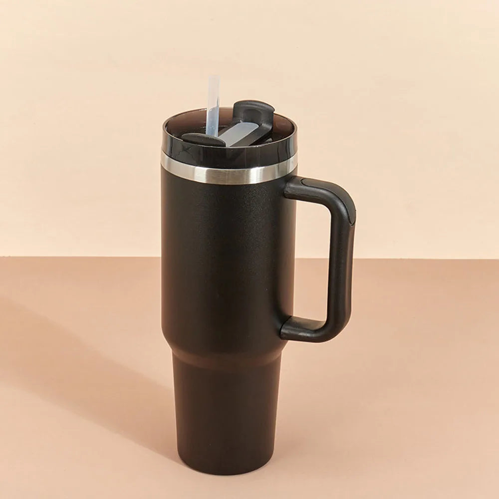 1200ml High Quality Insulated Tumbler with Handle Straw Double Wall Thermal Iced Travel Cup Coffee Cup Perfect Gift - Gabriel