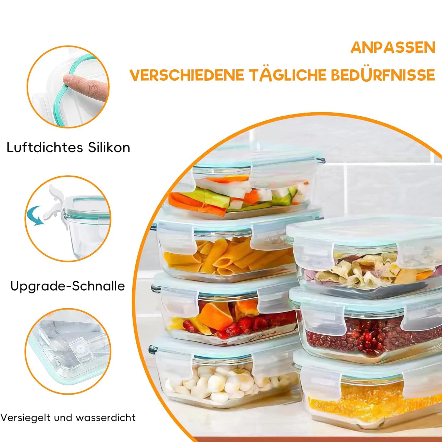 SIAZIH High Borosilicate Glass Food Storage Container With Lid Microwave Heating Sealed Lunch Box Refrigerated Fresh