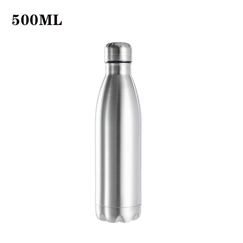 500/750/1000ml Portable Outdoor Water Bottle Food Grade Stainless Steel Single Wall Leakproof Vacuum Cup Hot Cold Water Bottle - Gabriel