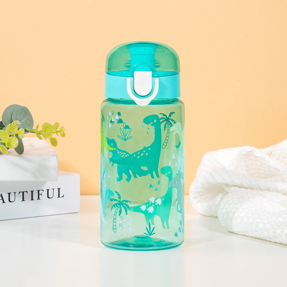 18.6oz Cute Cartoon Leakproof Water Bottle Transparent Sports Water Cup With Rope For Outdoor Travel Durable Kid Drinking Bottle