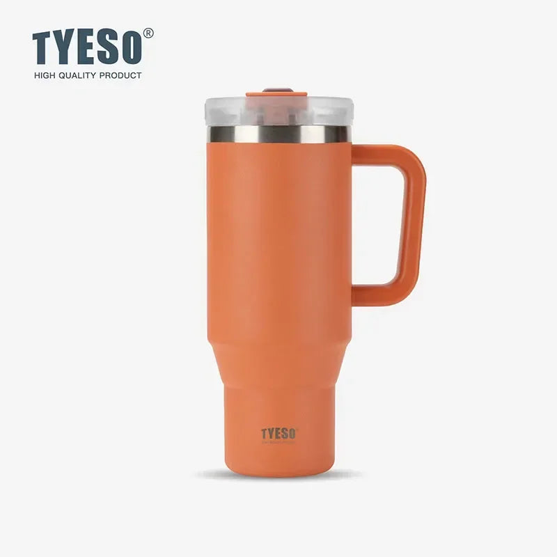 Tyeso 900/1200ML Tumbler Bottle Stainless Steel Car Mug With Handle Straw Thermal Iced Travel Vacuum Insulated Coffee Hot Cup - Gabriel