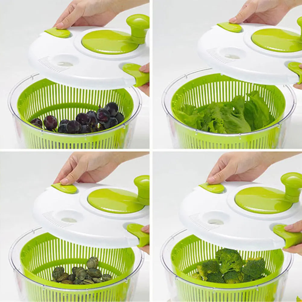 Salad Spinner Salad Dryer  Vegetable Washing Dryer Fruit Washer for Drying Salad Greens Drainer Strainer Manual Lettuce Spinner