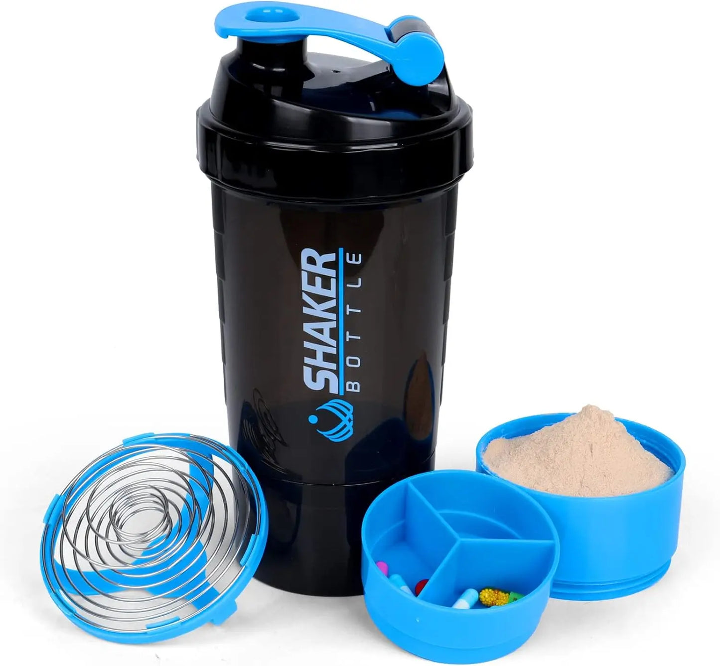 16OZ Protein-Shaker-Flaschen Tragbarer Sport-Fitness-Wasserbecher Mixpulver Shake-Becher Auslaufsicherer Milchshake-Rührkessel