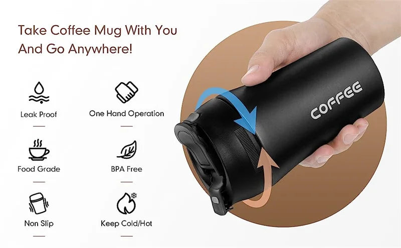 Stainless Steel Insulated Travel Mug with Straw Coffee Tumbler Reusable Double Wall Vacuum Flask Coffee Cup Office Water Bottle