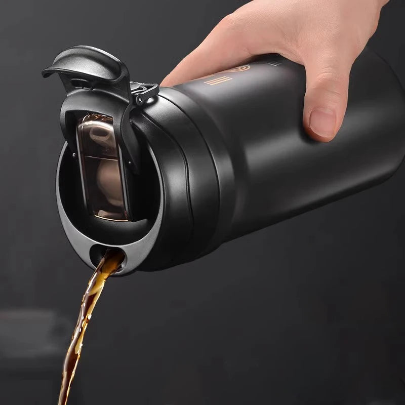 Portable Coffee Cup 316 Stainless Steel Cold Water Hot Water Straw Student Cup Cycling/Outdoor Sports/Travel Leakproof Cup