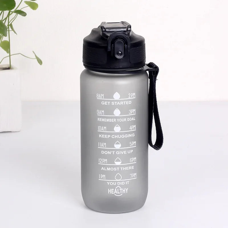 600 ml Sportwasserflasche mit Zeitmarkierung, auslaufsicherer Becher, motivierende tragbare Wasserflasche für Outdoor-Sport-Fitness