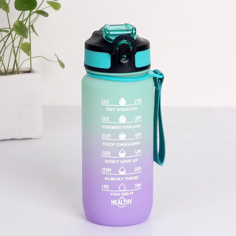 1 Liter Large Capacity Sports Water Bottle Leak Proof Colorful Plastic Cup Drinking Outdoor Travel Portable Gym Fitness Jugs