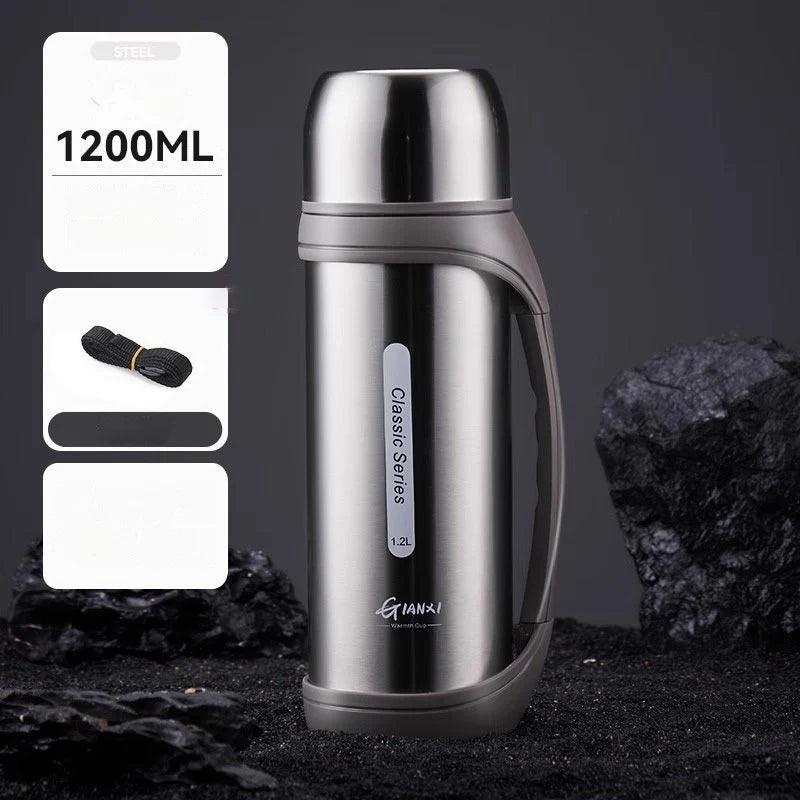 GIANXI 1.2L Large Capacity Kettle Outdoor Camping Thermos Outdoor Travel Coffee Thermos Portable Vacuum Cup