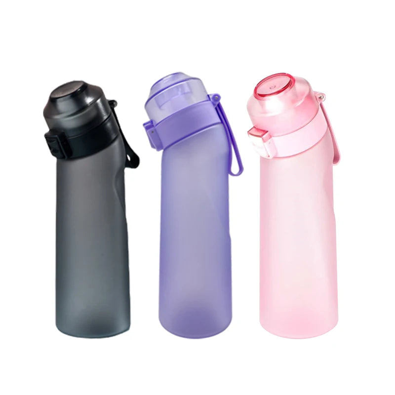 LUSQI Air Flavored Water Bottle With 7 Flavor Ring Sports Fashion Straw Tritan Plastic Cup Suitable for Outdoor Sports Fitness