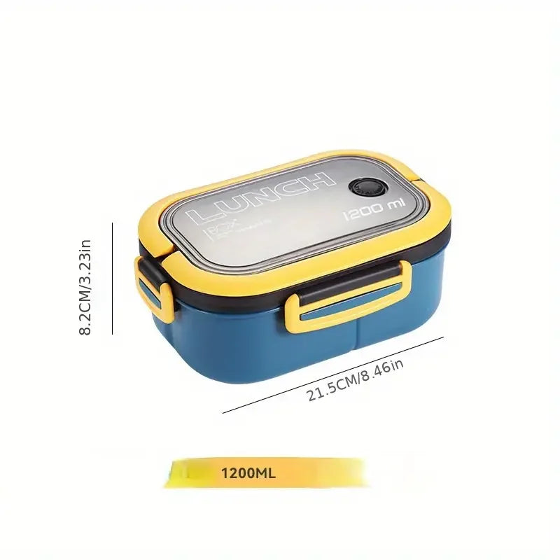 Portable Sealed Lunch Box 2 Layer Mesh Kids Leak Proof Bento Snack Box with Cutlery Microwave Safe Food Storage Container