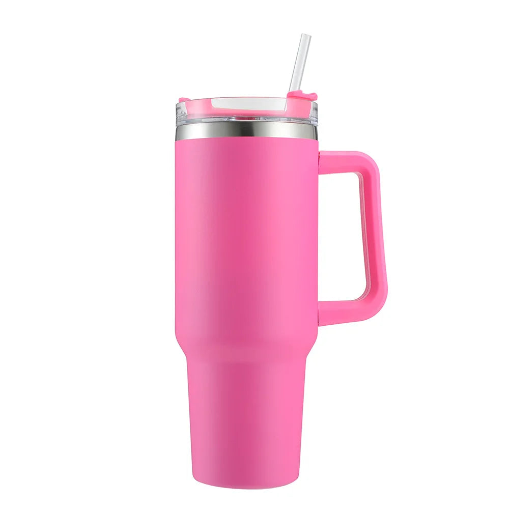 Cafe Insulated Tumbler Straw Stainless Steel Coffee Termos Cup In-Car Vacuum Flasks Portable Water Bottle 40oz Mug With Handle - Gabriel