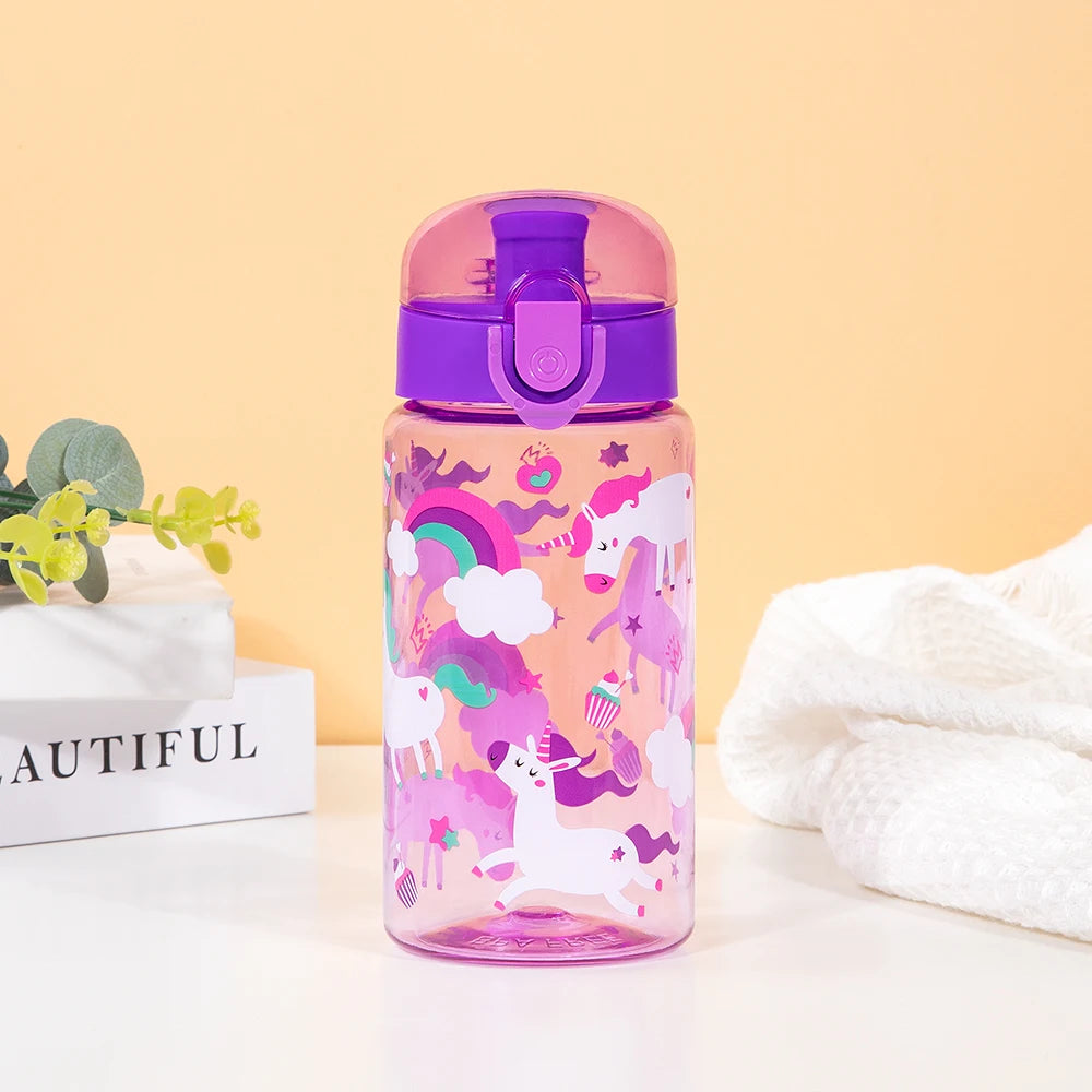 18.6oz Cute Cartoon Leakproof Water Bottle Transparent Sports Water Cup With Rope For Outdoor Travel Durable Kid Drinking Bottle