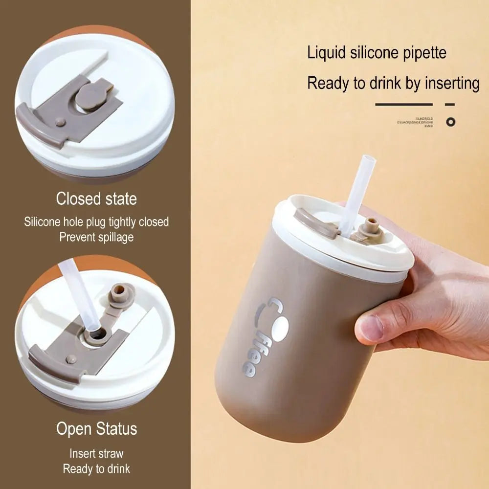 16.9oz Stainless Steel Thermos Cups Coffee Thermal Mug Leak-Proof Travel Car Vacuum Flask Insulated Cup Milk Tea Water Bottle