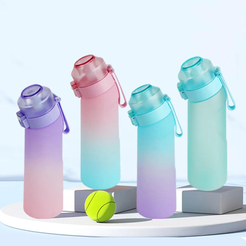 LUSQI Air Flavored Water Bottle With 7 Flavor Ring Sports Fashion Straw Tritan Plastic Cup Suitable for Outdoor Sports Fitness