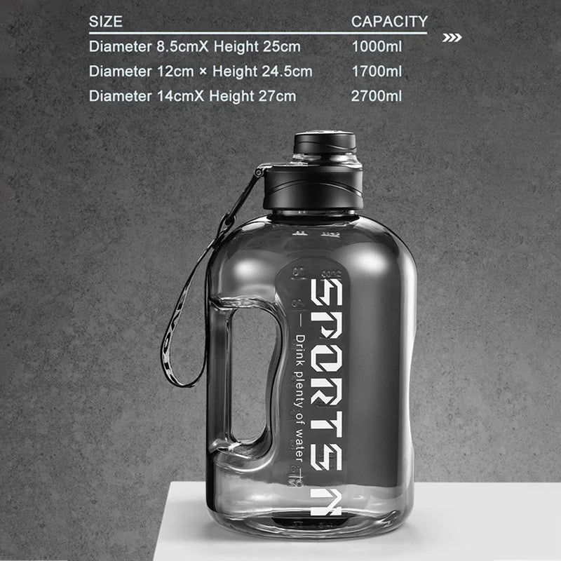 1.7/2.7L Sports Water Bottle Large Capacity Travel Water Bottle Flip Leak Proof Water Cup Environmentally Plastic Water Bottles