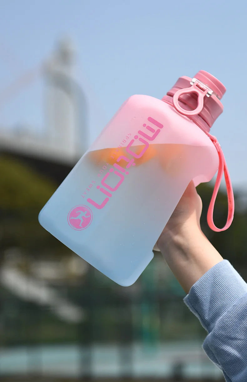 Sports Straw Large Capacity Fiess With Scale Gradient Kettle Outdoor Plastic Portable Water Bottle