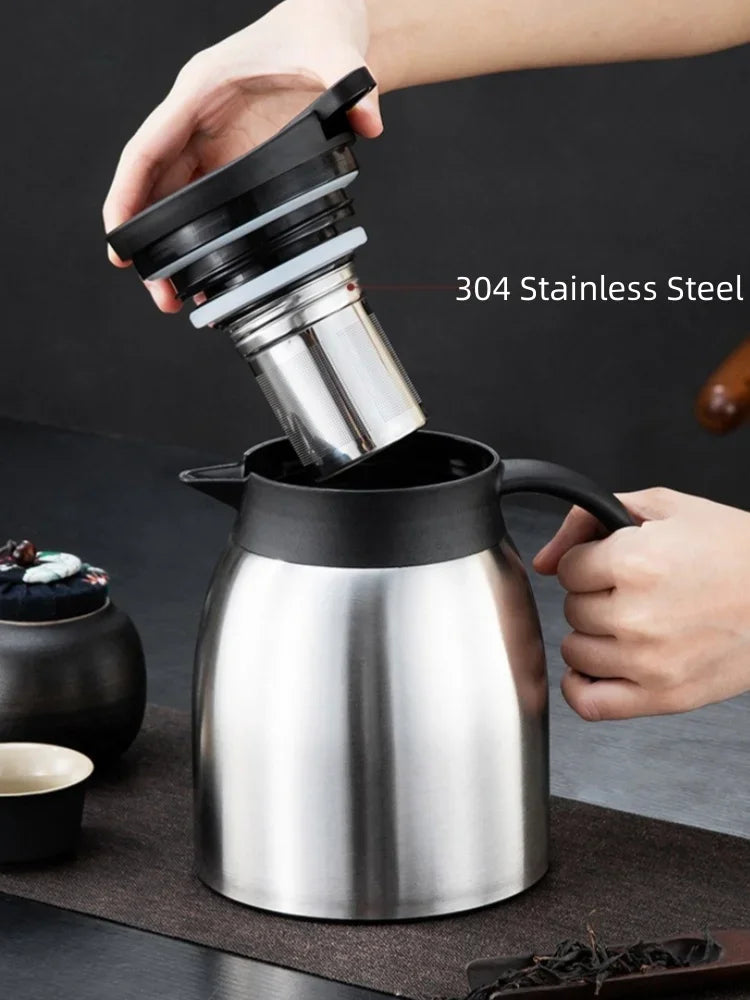 304 Stainless Steel Thermos Bottle Large Capacity Coffee Tea Kettle with Tea-strainer Leak-Proof Water Bottle Household Tools