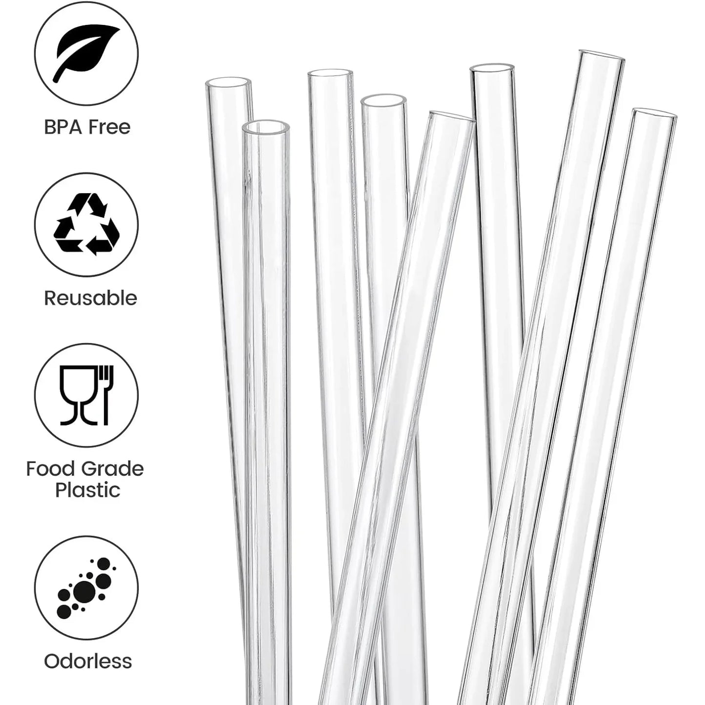 12 Pack Replacement Straws for Stanley 40 oz 30 oz Cup Tumbler, Clear Reusable Plastic Straws, 2 Straw Brushes,for Stanley Cup - Gabriel