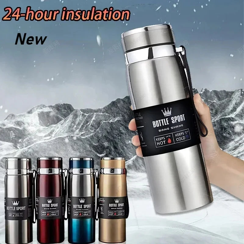 New 1000ml Thermal Water Bottle Thermos Vacuum Flask Double Stainless Steel Coffee Tea Insulated Cup Leakage-proof for Office