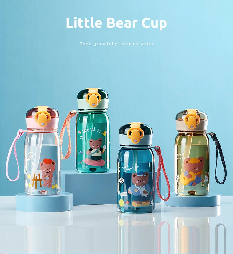 GIANXI Kids Water Sippy Cup With Straw Cartoon Leakproof Water Bottles Outdoor Portable Drink Bottle Children's Lovely Cup