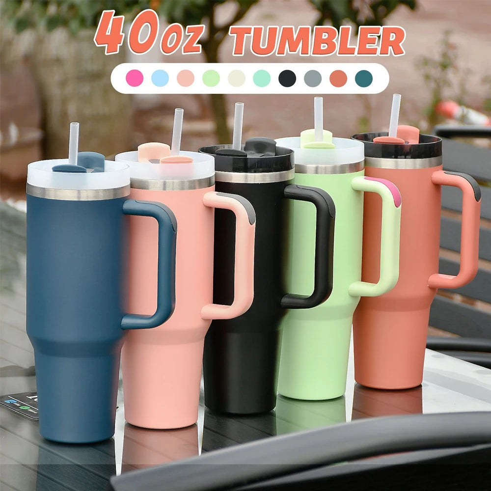 1pcs Watersy 40oz/1200ml Tumbler with Handle and Straw Lid Stainless Steel Keep Cold Vacuum Insulated Portable Car Travel Mug - Gabriel