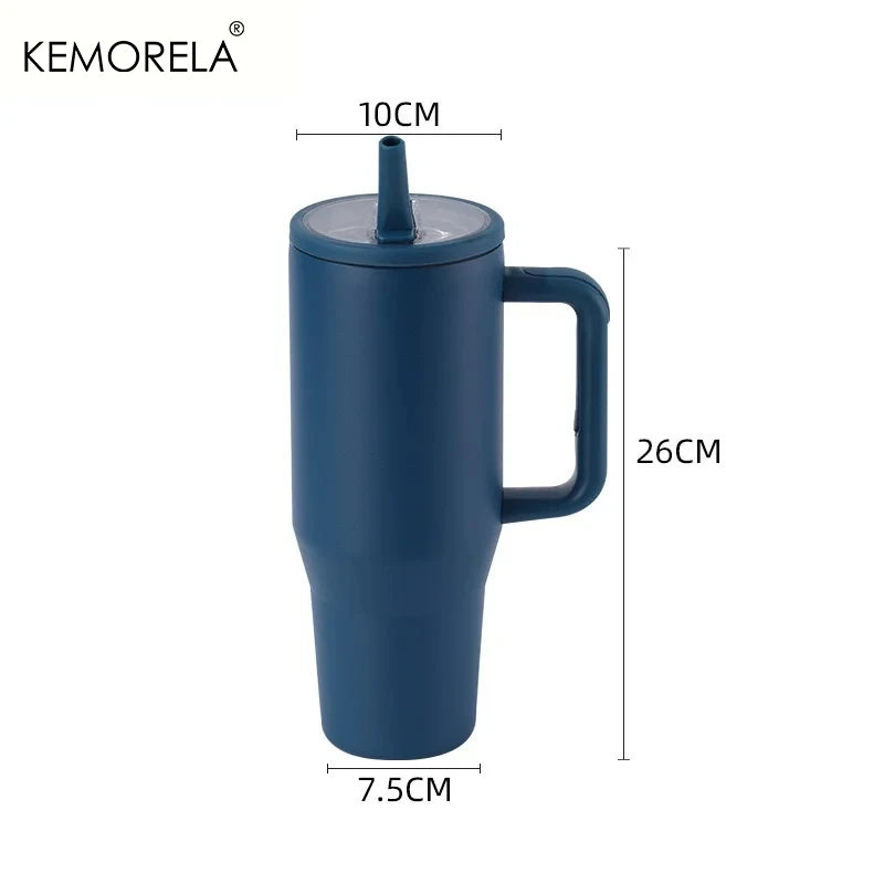 KEMORELA Thermosbecher, 40 oz, doppelschichtiger Becher, Eisbecher, 1200 ml, auslaufsicher, faltbarer Strohhalm, direkter Trinkmund, Autobecher