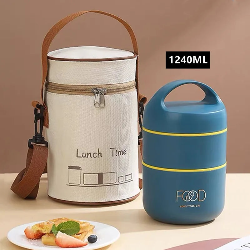 1590ml Large Capacity Stainless Steel 304 Lunch Box Leak-Proof Multilayer Thermal Bento Box Adult Student Soup Food Container