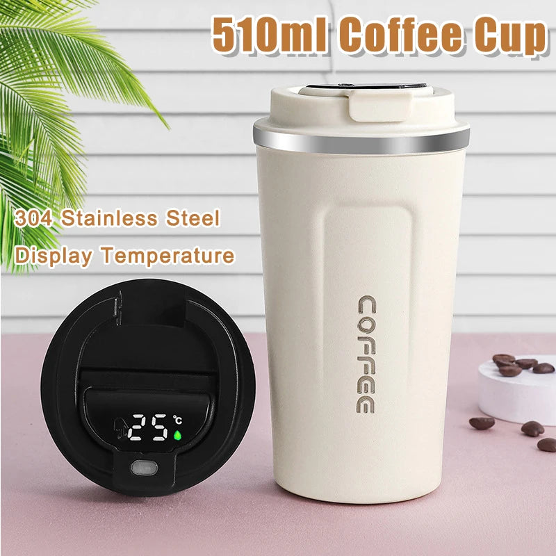 510ml Thermos Bottle Smart Display Temperature Coffee Cup 304 Stainless Steel Vacuum Cup Office Business Portable Thermal Mug