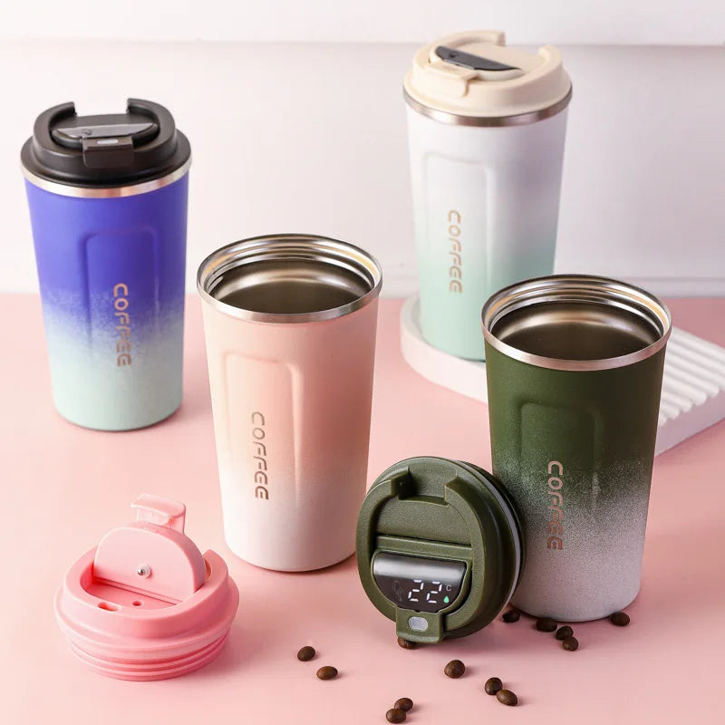 Intelligent temperature display thermos cup 304 stainless steel double-layer thermos cup Coffee cup Business car thermos cup