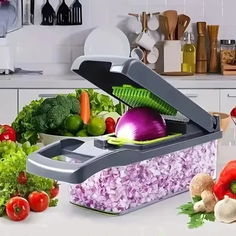 Multifunctional vegetable chopper 14/16 in one chopper handle food grate chopper kitchen vegetable slicer dicing machine cutting