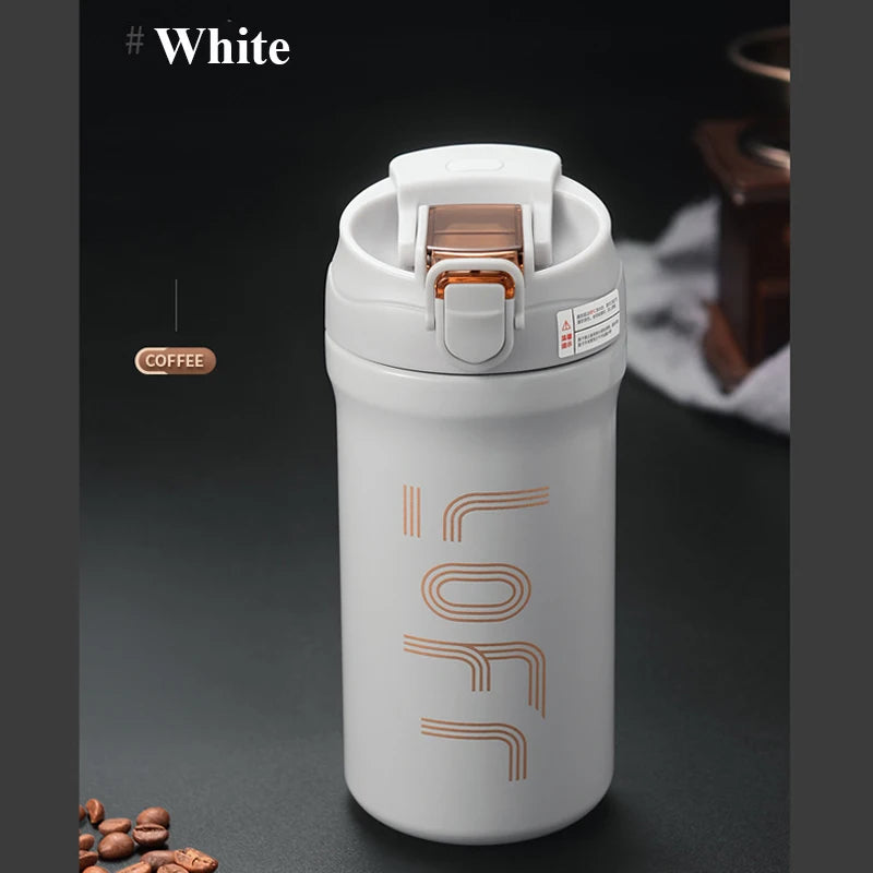 Portable Coffee Cup 316 Stainless Steel Cold Water Hot Water Straw Student Cup Cycling/Outdoor Sports/Travel Leakproof Cup