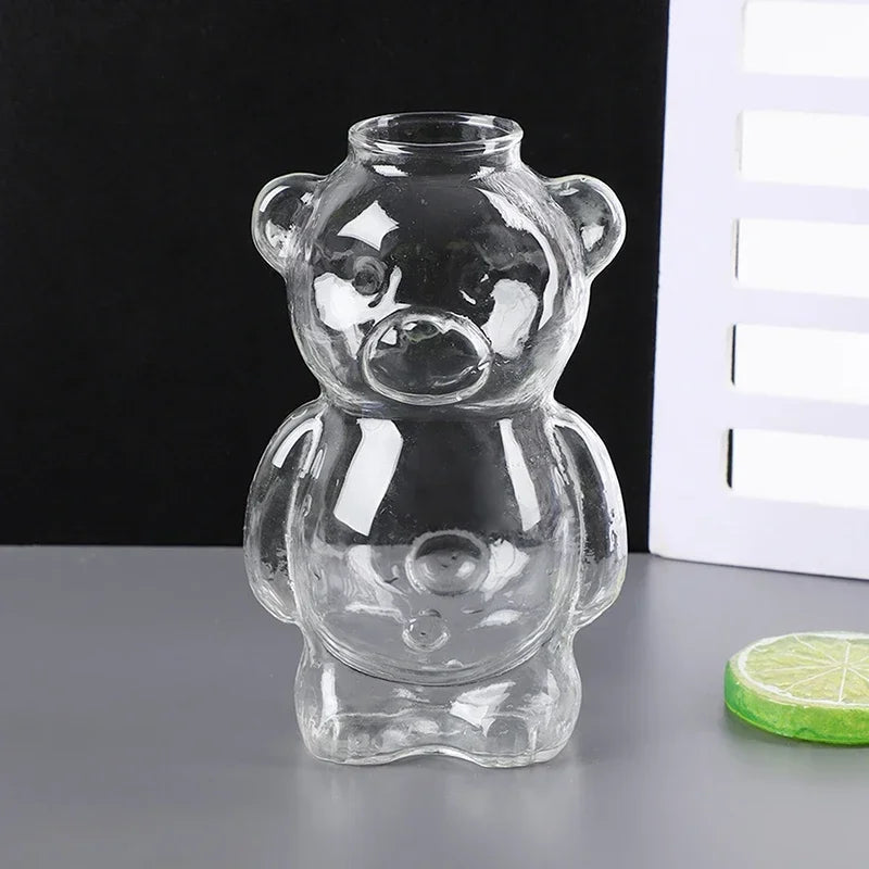 Cartoon Bear Shaped Coffee Mug Cute Bear Mug Glass Cup With Straw Transparent Creative Glass Juice Cup Milky Tea Cup - Gabriel