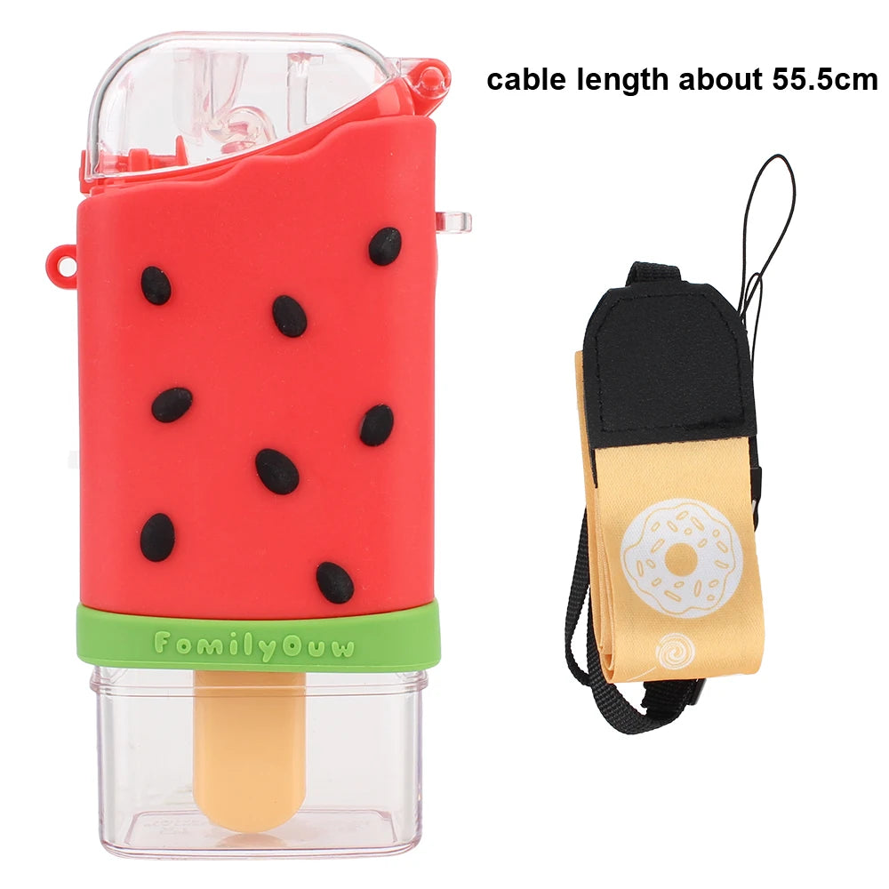 Water Bottle With Straw Portable Children's Water Bottles Creative Square Watermelon Cup Cartoon Cute Leakproof Children Kettle