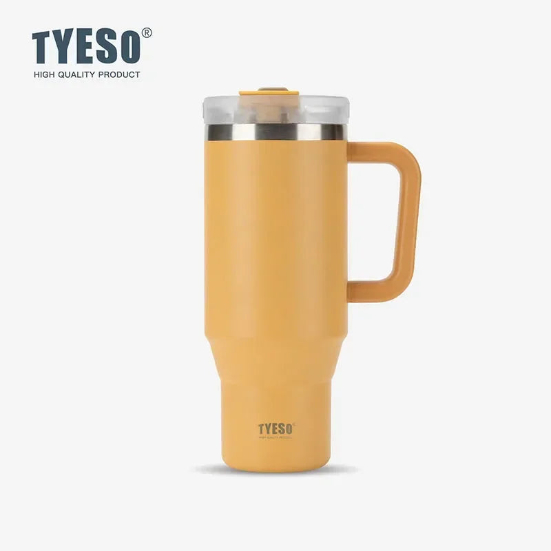 Tyeso 900/1200ML Tumbler Bottle Stainless Steel Car Mug With Handle Straw Thermal Iced Travel Vacuum Insulated Coffee Hot Cup - Gabriel