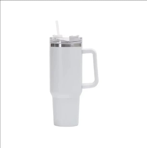 40oz 1200ML Hochwertiger isolierter Becher mit Griff, Strohhalm, doppelwandiger Thermobecher für unterwegs, Kaffeebecher, perfektes Geschenk