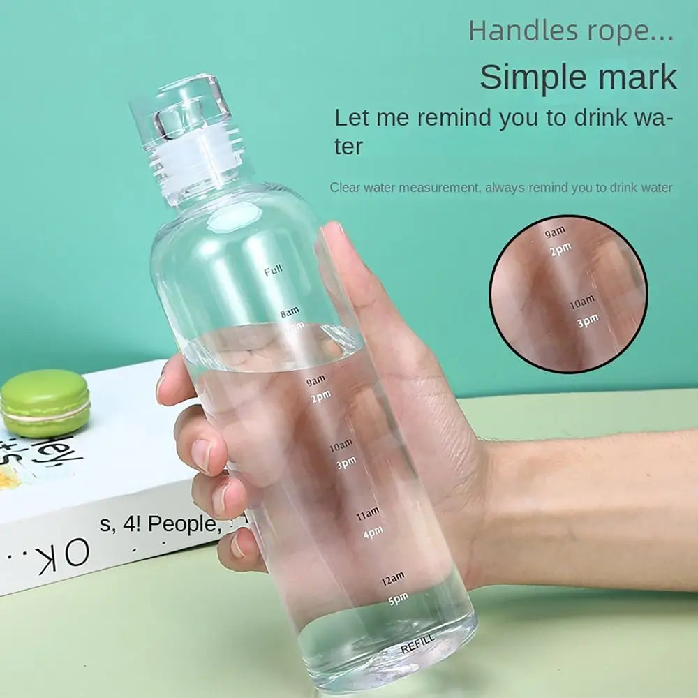 500/750ML Water Bottle INS Style Timescale Transparent Tea Coffee Cup Leakproof Juice Bottle for Student