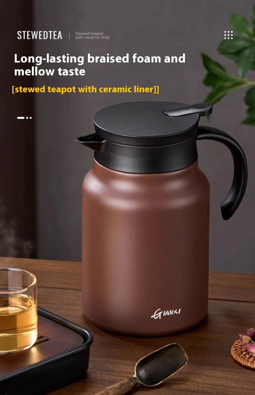 GIANXI Household Thermal Kettle Tea Set Suitable For Brewing Black Tea Aged White Tea Ceramic Inner Tank Thermal Pot